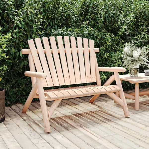 Solid Spruce Wood 2-Seater Garden Bench with Ergonomic Curved Design for Outdoor Patio and Balcony Comfortable Seating - Photo 1
