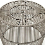Round Outdoor Coffee Table, PE Wicker and Metal Frame, Weatherproof Gray Finish, 21.7 in Diameter - Photo 10