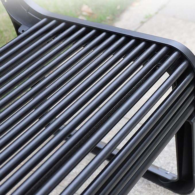 All-Weather Metal Garden Bench, Black Cast Aluminum Loveseat Chair for Patio, Yard, Balcony & Backyard - Durable Slatted Seat with Backrest, 180cm Outdoor Furniture