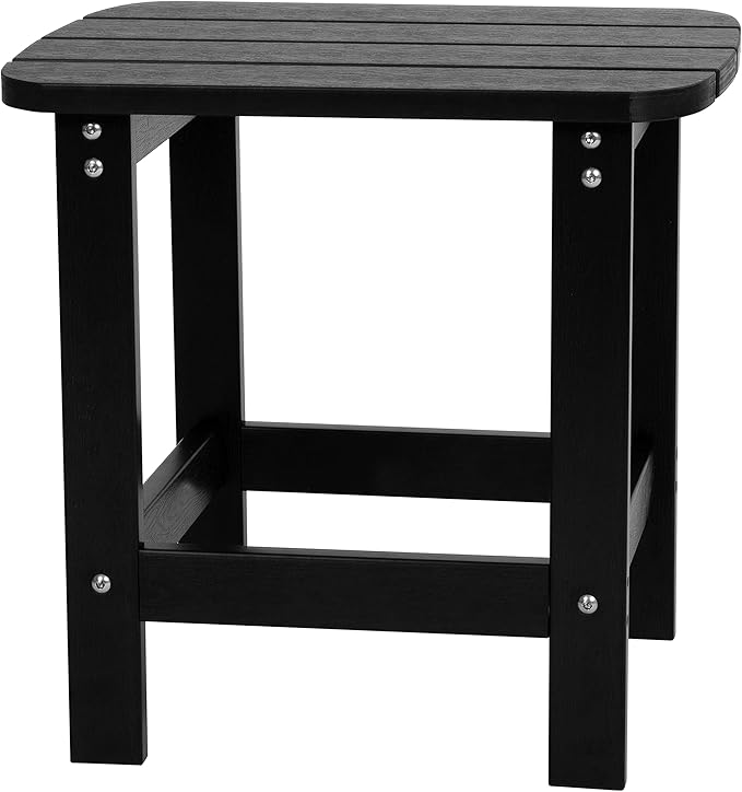 Flash Furniture Set of 2 Finn Modern Commercial Grade Adirondack Rocking Chairs - All-Weather Black Poly Resin Wood - Photo 10