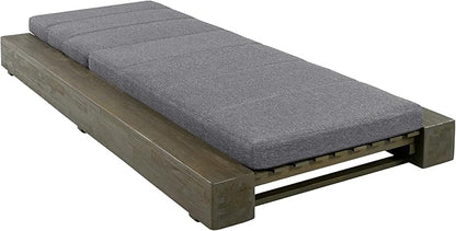 Christopher Knight Home Tory Acacia Wood Chaise Lounge Chair Outdoor, Poolside Sun Lounger Recliner, Patio Outdoor Chaise Lounge with Cushions, Adjustable Backrest Single Lounge Sofa, Grey