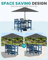 SERWALL Outdoor Bar Set with 9ft Umbrella, All-Weather HDPE Patio Bar Chairs and Table, Outdoor Furniture Set - Photo 3