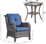 Rilyson Patio Bistro Set Wicker Chairs - 3 Piece Outdoor Rattan Conversation Set with 2 Armrest Chair and 1 Side Table - Photo 3