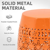 Large Outdoor Side Table, 18"H Modern Lace Cut-Out Metal End Table - Photo 6