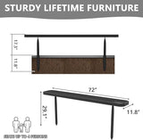 6 Ft Metal Park Benches for Outside, Outdoor Backless Bench with Thermoplastic Coating, Inground Mounted - Photo 3