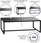 Merrick Lane Lakeland Metal Patio Coffee Table - Black - Indoor/Outdoor - Photo 4