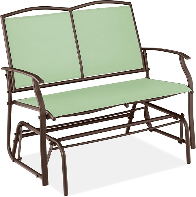 Best Choice Products 2-Person Outdoor Patio Swing Glider Steel Bench Loveseat Rocker for Deck, Porch w/Textilene Fabric - Photo 1