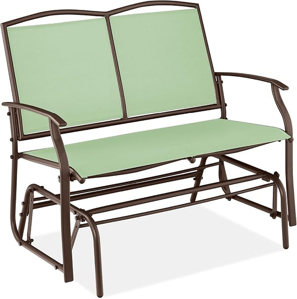 Best Choice Products 2-Person Outdoor Patio Swing Glider Steel Bench Loveseat Rocker for Deck, Porch w/Textilene Fabric - Photo 1