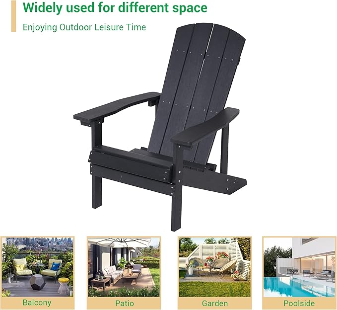Adirondack Chairs, Plastic Adirondack Chair, All-Weather Resistant Adirondack Chairs, Widely Used in Outdoor, Fire Pit, Deck, Outside, Garden