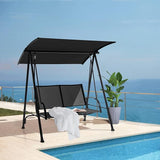 Tangkula 2 Person Porch Swing, Patio Swing with Adjustable Canopy, Comfortable Fabric Seat & Heavy-Duty Steel Frame - Photo 3
