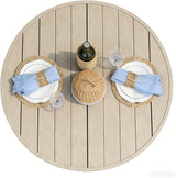 All-Weather 47" Round Outdoor Patio Table for 6, Metal Ivory Dining Table with Adjustable Umbrella Hole, Garden - Photo 6