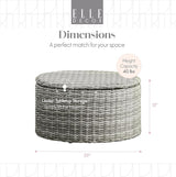 Elle Decor Vallauris Patio Outdoor Furniture Collection, Premium All Weather Wicker, Storage Coffee Table, Gray - Photo 3