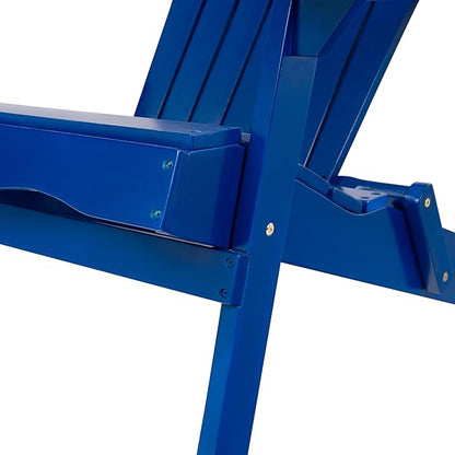 Adirondack Chair, Folding Adirondack Chairs, Acacia Wood Material, Fire Pit Chairs Features Slatted Seat and Back, Wide Armrests, for Deck Backyard Patio Outdoor Garden (Blue)