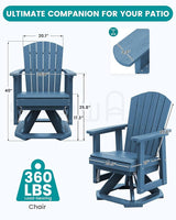 SERWALL Adirondack Swivel Glider Chair, HDPE Patio Glider Set of 2, All-Weather Glider Chair for Porch, Balcony - Photo 3