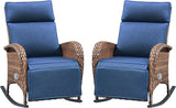 Belord Zero Gravity Swivel Rocking Recliner Chair - Wicker Outdoor Rocking Chairs Set of 2 with Adjustable Backrest &