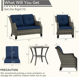 5 Piece Patio Furniture Set, 2-Seater Loveseat, 2 Chairs and 2 Side Tables - Photo 2