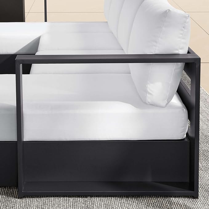 Modway Tahoe Aluminum 4-Piece Outdoor Patio Furniture Gray White, Modular Sectional Sofa Set with Chaise Lounges - Photo 8