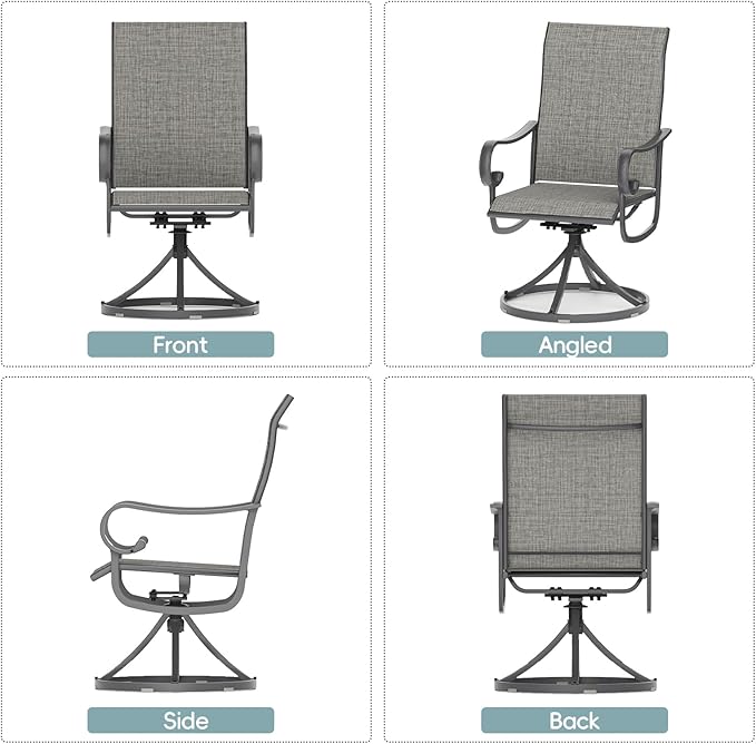 Patio Swivel Chairs Set of 4, Outdoor Dining Chairs with High Back - Photo 6