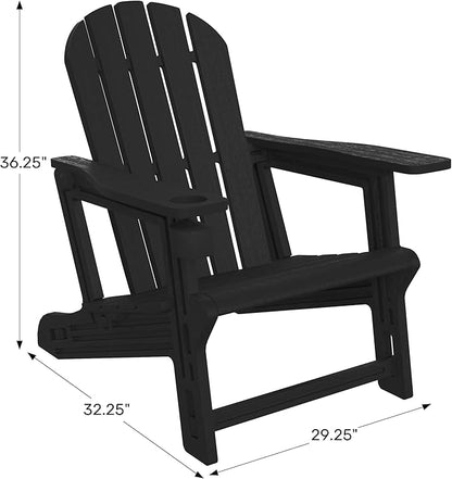 WestinTrends Tool-Free Assembly Outdoor Patio HDPE Plastic Adirondack Chair with Cup Holder, White