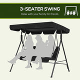 Outsunny 3-Seat Outdoor Patio Swing Chair with Removable Cushion, Steel Frame Stand and Adjustable Tilt Canopy for Patio - Photo 5