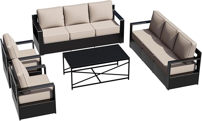 Outdoor Aluminum Furniture Set, 4-Piece Patio Conversation Set, 2 Chairs, 2 Sofa and 1 Table, All-Weather Metal Frame - Photo 8