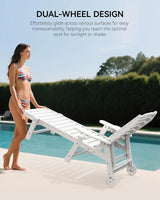 Carauci Lounge Chair Outdoor Set of 4, HDPE Chaise Lounge with Wheels - Photo 6