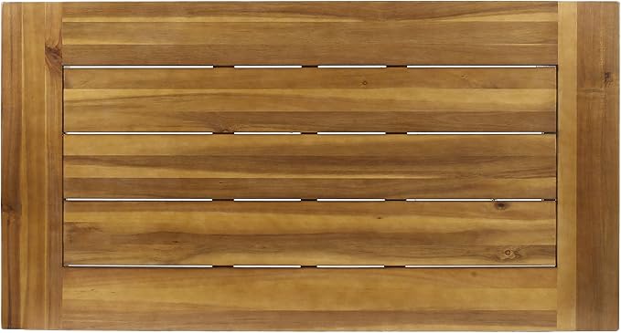 Harper & Bright Designs Outdoor Acacia Wood Coffee Table, Teak Finish/Rustic Metal Brown and Black, 27.25" D x 45.75" W x 18" H