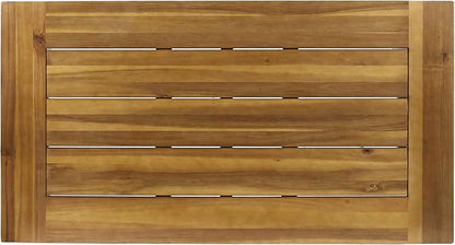 Harper & Bright Designs Outdoor Acacia Wood Coffee Table, Teak Finish/Rustic Metal Brown and Black, 27.25" D x 45.75" W x 18" H