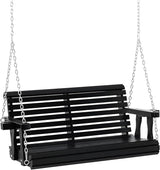 Outsunny Porch Swing with Chains and Cupholders, 2 Person Wooden Patio Swing Chair, 440 lbs. Weight Capacity, for Garden - Photo 1