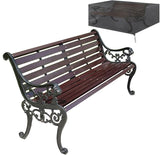 Outdoor Park Garden Bench with Cover, 2-3 Person Wood Patio Bench with Backrest+Armrests Weatherproof - Photo 1