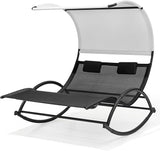 Crestlive Products Outdoor Double Chaise Lounge Chair with Canopy & Wheels - Photo 7
