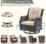 5 Piece Patio Furniture Set, 3-Seater Couch, 2 Swivel Glider Chairs and 2 Side Tables - Photo 5