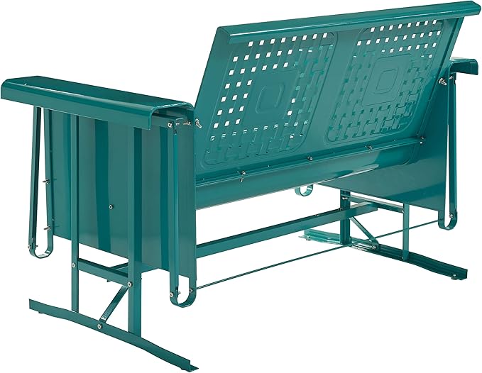 Crosley Furniture Bates Retro Metal Outdoor Loveseat Glider, 2-Person Rocking Patio Bench for Porch, Deck - Photo 5