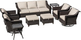 9 Pieces Patio Conversation Furniture Set - 1 Sofa, 2 Ottomans, 4 Swivel Chairs, 2 Side Tables - Photo 8