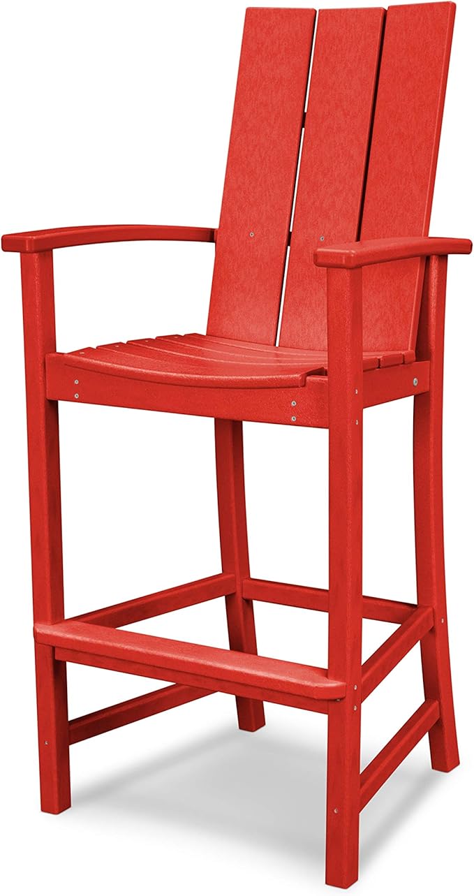 POLYWOOD® Modern Adirondack Bar Chair in Sunset Red