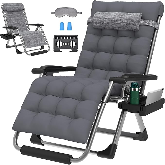 ZENPETIO 29In XL Zero Gravity Chair w/Cushion, Zero Gravity Recliner Lounge Chair for Indoor and Outdoor - Photo 1