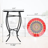 VCUTEKA Mosaic Outdoor Side Table, 14" Round Small Patio Accent Table Indoor End Table for Yard, Garden, Living Room - Photo 3