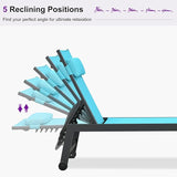 PURPLE LEAF Outdoor Oversized Lounge Chair Set Patio Chaise Pool Lounger Aluminum Frame with 2 Side Table and Wheels - Photo 5