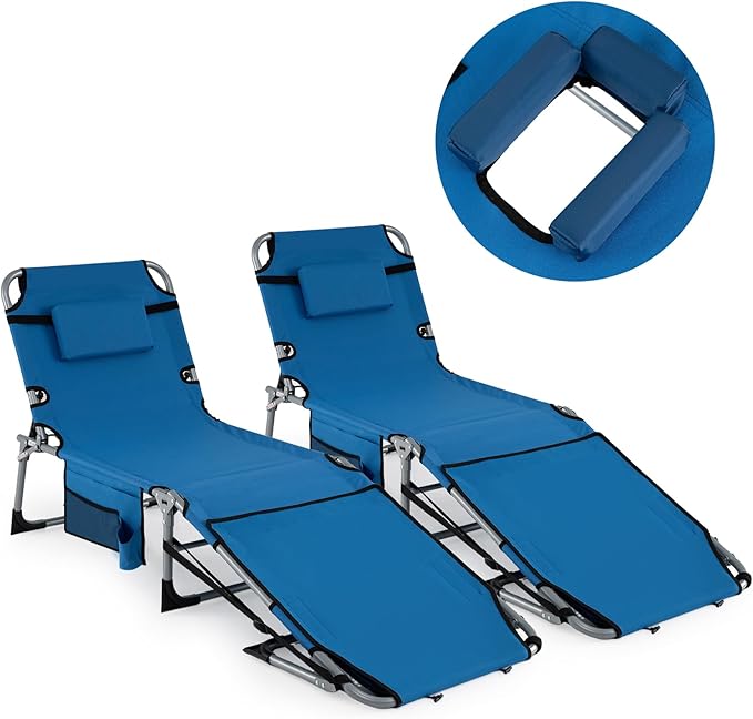 COSTWAY Tanning Chair with Face Hole, Folding Sun Bathing Lounge Chair with Armrest, Side Pocket & Protective Flap - Photo 1