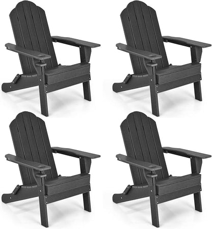 Giantex Set of 4 Adirondack Chair Outdoor Fire Pit Chairs, HDPE Weather Resistant Patio Chair for Campfire,Deck, Garden, Yard, Lawn Furniture Porch and Lawn Seating Composite Chairs