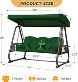 3 in 1 Outdoor Porch Swing with Adjustable Canopy, 3 Seat Outdoor Swing for Adults - Photo 8