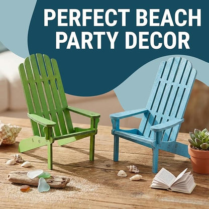 Fun Express 4" x 5" Mini Blue and Green Wooden Adirondak Chairs - 12 Pieces