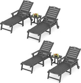LUE BONA Outdoor Lounge Chair Set with Table, 6-Piece, HDPS Chaise Lounge Outdoor with Wheels - Photo 1