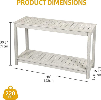 DWVO 48" Console Table, HIPS Material Indoor Outdoor Multifunctional Buffet Bar Storage Organizer with Adjustable Feet (Grey)