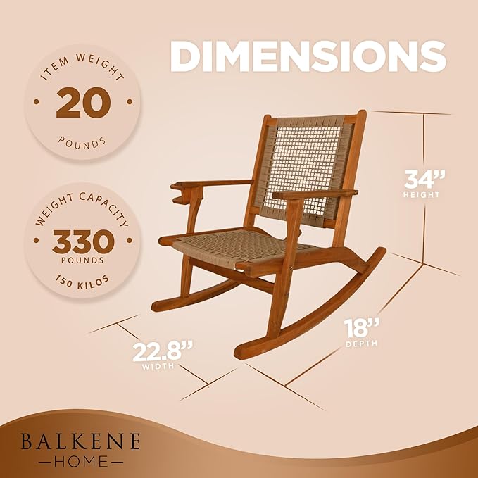 Balkene Home Outdoor Rocking Chair with Beverage Holder - Photo 3