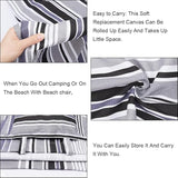 GORGECRAFT Beach Sling Chair Canvas Cloth with Pillow 44x17 Grey and Black Stripes Casual Lounge Chair Replacement - Photo 6