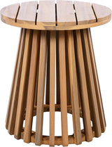 Merax Outdoor Acacia Wood Coffee Table 15.75" Round Patio Side Table for Backyard Lawn Balcony - Photo 8