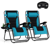 PHI VILLA XXL Oversized Padded Zero Gravity Chair Set of 2, Foldable Patio Recliner - Photo 1