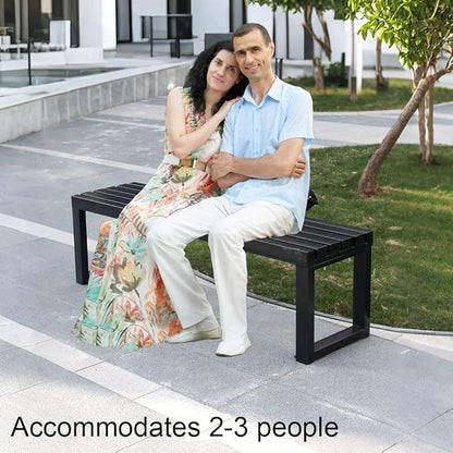 2 Seater Garden Bench,Metal Outdoor Bench,Heavy Duty Front Porch Benches,Patio Furniture Seating,for Lawn Yard Balcony Park,880lb Capacity(Blue,47.2 Inch)