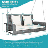 RELAX4LIFE 2-Person Porch Swing Bench - PE Rattan Outdoor Swing Chair with Comfortable Seat & Back Cushions - Photo 3